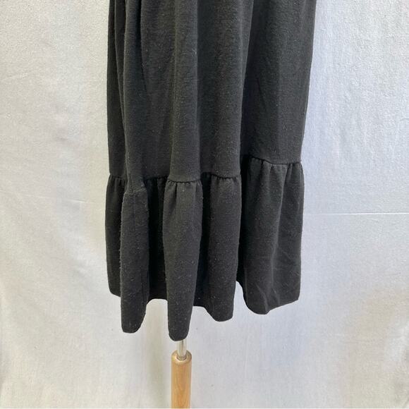 Zara puff sleeve black heavy knit mock neck tiered midi dress size medium - Picture 12 of 16
